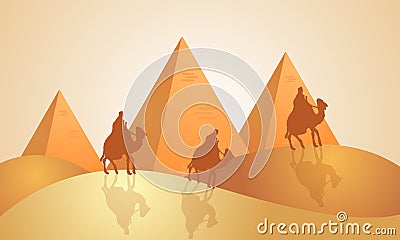 Landscape of the pyramids of Egypt Vector Illustration