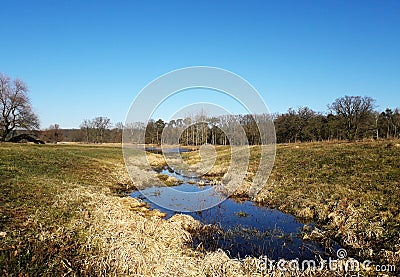 Landscape with river, just before spring is coming Stock Photo