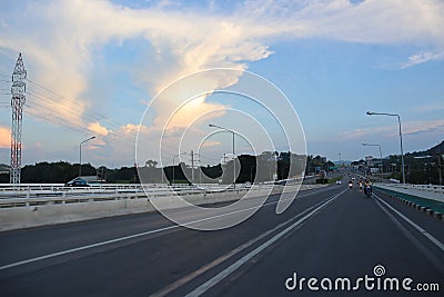 Landscape, road, highway, traffic, daytime In summer thailand Editorial Stock Photo