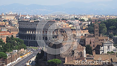 Landscape of Rome with the Coliseo Stock Photo