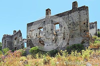 Ruined buildings of Kayakoy, Turkey Stock Photo