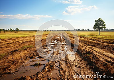 Landscape with rural path. AI generated Stock Photo