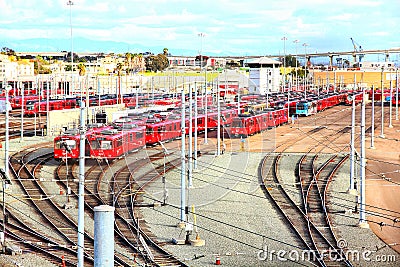 Landscape of San Diego trolley Stock Photo