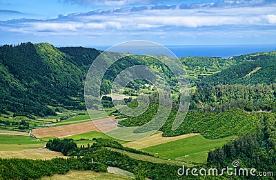 Landscape on Sao Miguel island, Azores, Portugal Stock Photo