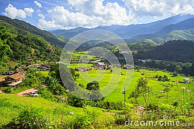 Landscape of Sapan Village in rainy season, Nan, Thailand. Stock Photo