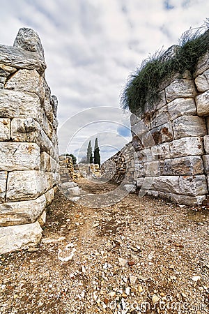 Landscape with a scenic view of Ramnous the ancient fortified site in Attica, Greece Stock Photo