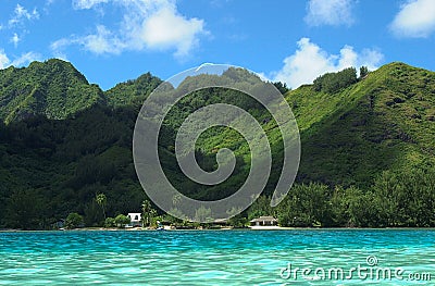LANDSCAPE FROM THE SEA TO THE MOUNTAINOUS COAST Stock Photo