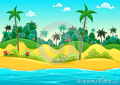 Landscape on the seashore Vector Illustration