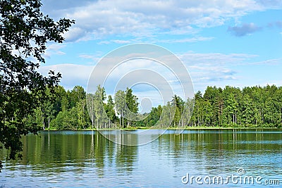 Landscape from shore of beautiful lake Stock Photo