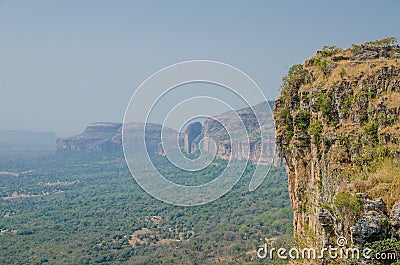 Landscape shot of beautiful Doucki Canyon in the Fouta Djalon highlands during Harmattan season, Guinea, West Africa Stock Photo