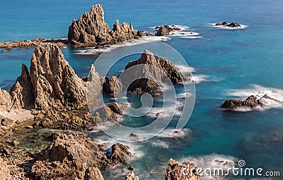 Landscape in the Sirens Reef, Natural Park of Cabo de Gata, Spain Stock Photo