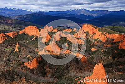 Landscape site of Las Medulas. Roman gold deposits. World Heritage Stock Photo