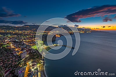 Landscape of Sorrento in a spectacular blue hour Stock Photo