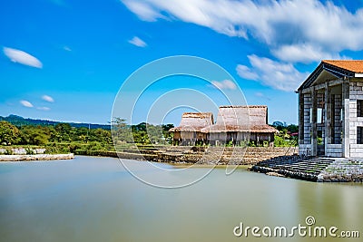 Landscape of a Spanish Colonial Village, las casas filipinas de acuzar, Philippines Editorial Stock Photo