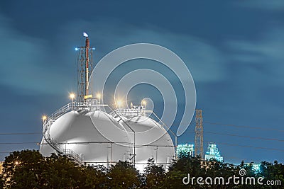 Landscape of sphere tank of storage gas and liquid chamical. Stock Photo