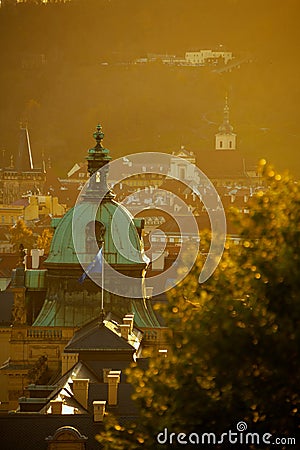 landscape with Straka Academy dome Stock Photo