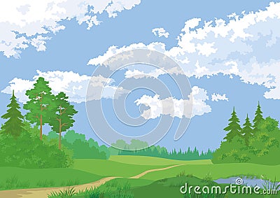 Landscape, summer forest Vector Illustration