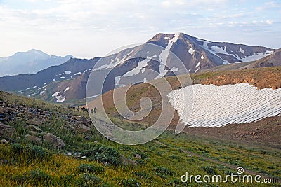 Trekking to mount Alamkuh , Alborz mountains , Iran Stock Photo