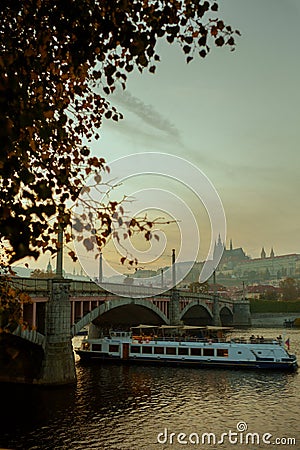 landscape at sundown in autumn in Prague, Czech Republic Stock Photo