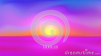 Landscape sundown or sunrise vector illustration. Evening or morning desert background with trendy vibrant gradient colors Cartoon Illustration