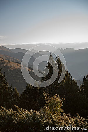 Landscape on Sunhine in Casamanya, Andorra Stock Photo