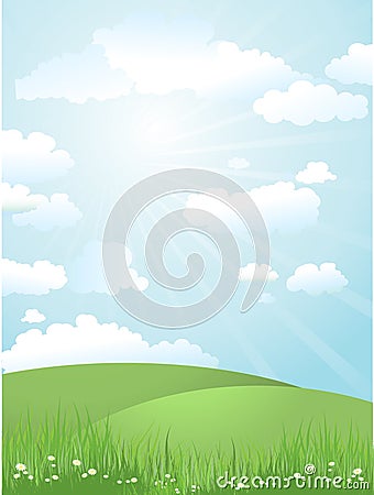 Landscape on a sunny day Vector Illustration