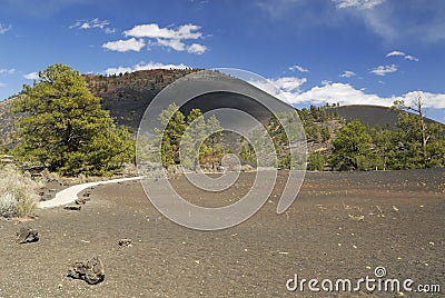 Landscape in Sunset Crater Volcano in Arizona Stock Photo