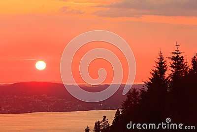 Landscape sunset scenery, Norway fjord Stock Photo