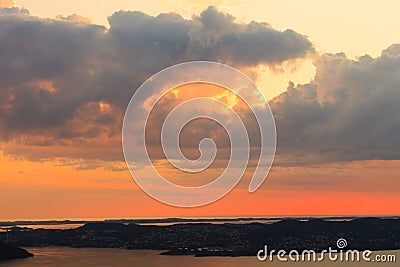 Landscape sunset scenery, Norway fjord Stock Photo