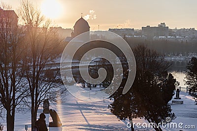 Landscape sunset winter city Editorial Stock Photo