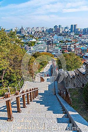 Landscape of Suwon behind Hwaseong fortress, Republic of Korea Editorial Stock Photo