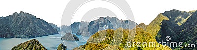 Landscape at Tamatea - Dusky Sound. It is a fiord on the southwest corner of New Zealand. Stock Photo