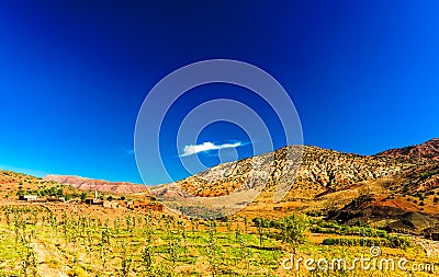 View on landscape by Telouet and Asif Ounila valley in Morocco Stock Photo