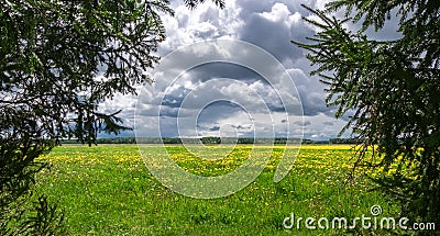 Landscape with thunderclouds Stock Photo