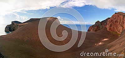 Landscape to Capelinhos volcano caldera, Faial, Azores, Portugal Stock Photo