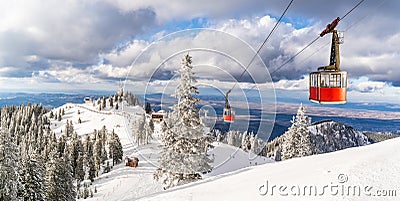Landscape from top of Postavaru mountain Stock Photo