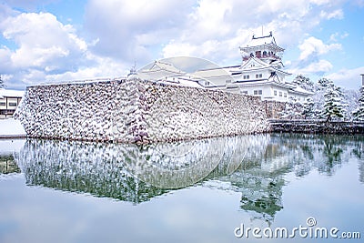 Landscape of Toyama Castle in the winter Stock Photo