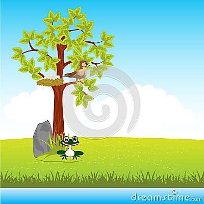 Landscape with tree Vector Illustration