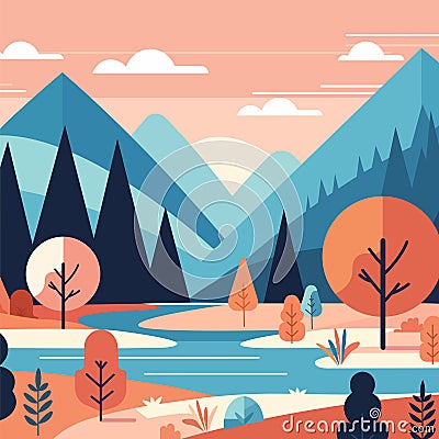 Landscape vector illustration art Vector Illustration