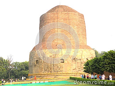 Sarnath, Uttar Pradesh, India - November 1, 2009 Landscape view of Dhamek Stupa Editorial Stock Photo