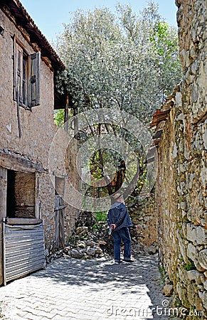 A landscape view of houses in a Turkish Village Editorial Stock Photo