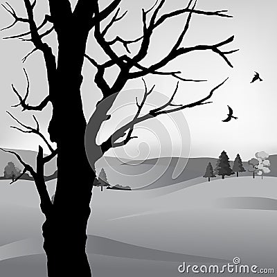 1327 landscape, landscape view in monochrome colors, background for different designs Vector Illustration