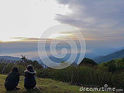 Landscape view mountain and sea of mist in the morning Editorial Stock Photo
