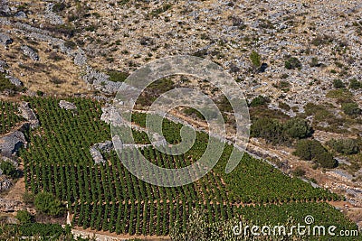 Landscape view from mountains above Ivan Dolac on Hvar Stock Photo