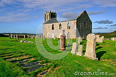 Landscape view of Old Kilchoman parish church on Isle of Islay, Scotland, UK Stock Photo