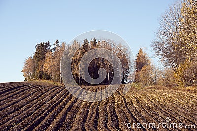 Landscape view of the rural Toten, Norway, in fall. Stock Photo