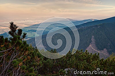 Landscape View of Sunrise Valley Stock Photo