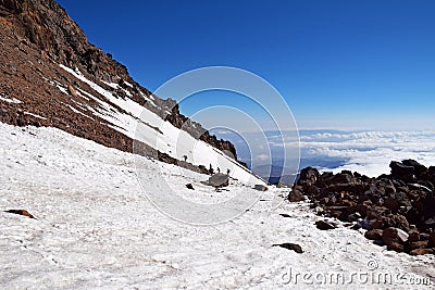 The landscape view from top of Mount Sabalan Volcano , Iran Stock Photo