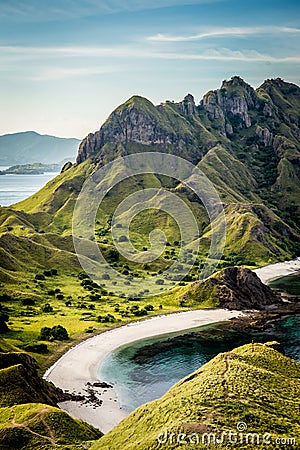 Landscape view from the top of Padar island in Komodo islands, F Stock Photo