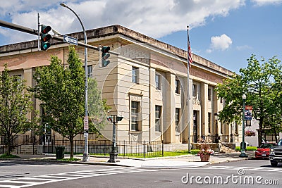 Landscape view of Troy, New Yorkâ€™s historic Main Post Office, built in the Classical Revival style Editorial Stock Photo